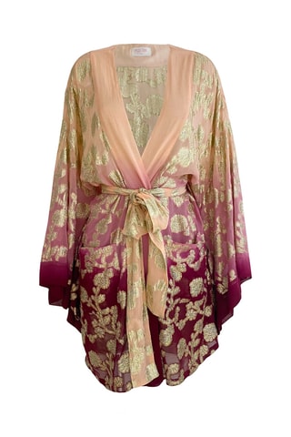 Kimono tie and dye Leny - Rouge et rose