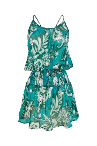Robe patineuse Lily - Blanc, bleu et vert