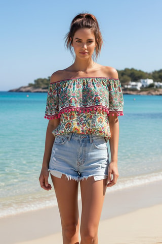 Top - Blanc et rose
