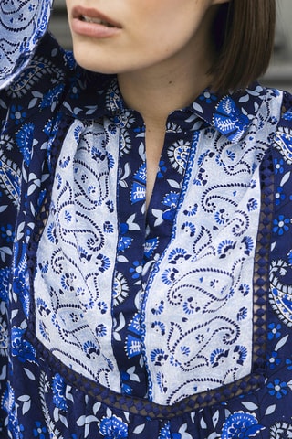 Robe courte Camille - Blanc et bleu