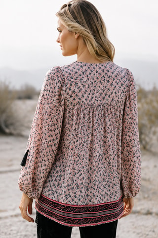 Blouse Lauren - Blanc, noir et rouge