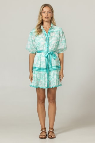 Robe chemise en dentelle - Bleu