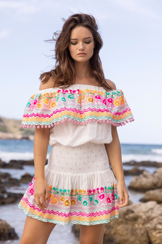 Top Zuma - Blanco, naranja y rosa