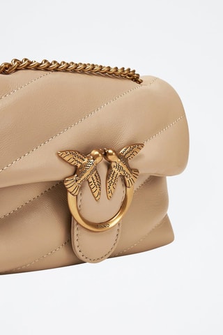 Bandolera de piel ovina napa Love Puff Baby - Dorado
