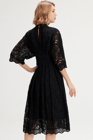 Abito midi in pizzo - Nero