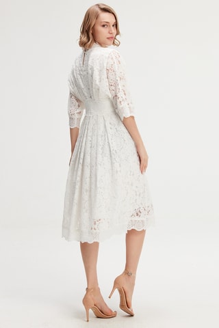 Abito midi in pizzo - Bianco