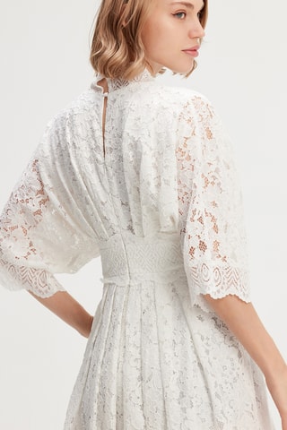 Abito midi in pizzo - Bianco