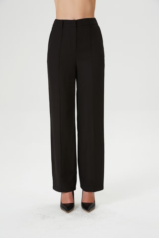 Pantaloni straight a vita alta - Nero