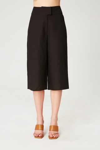 Pantaloni capri in lino - Nero