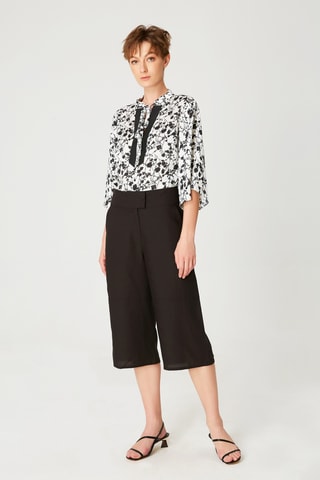 Pantaloni capri in lino - Nero