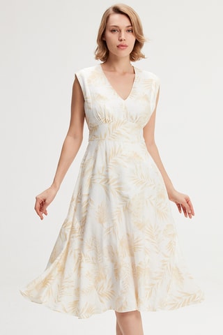 Vestido evasé - Beige