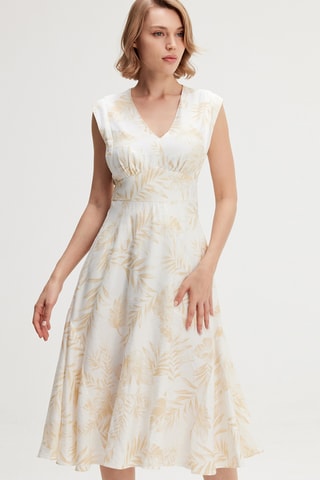 Vestido evasé - Beige