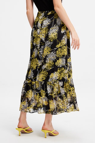 Falda larga de talle alto - Negro