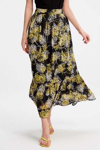 Falda larga de talle alto - Negro