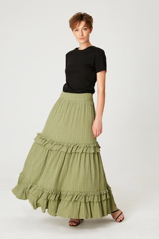Falda larga de talle alto - Verde
