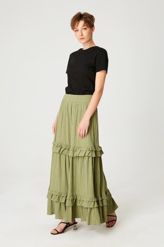 Falda larga de talle alto - Verde
