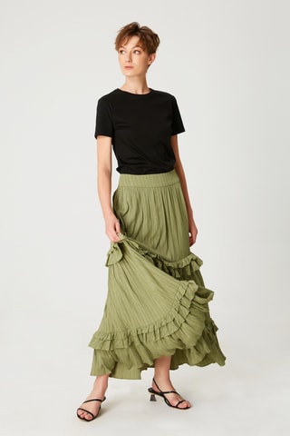 Falda larga de talle alto - Verde