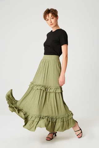 Falda larga de talle alto - Verde