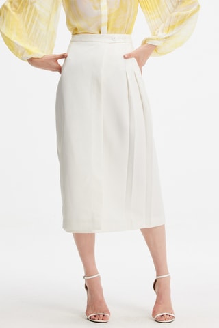 Falda midi de talle alto - Blanco