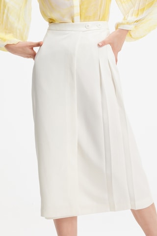 Falda midi de talle alto - Blanco