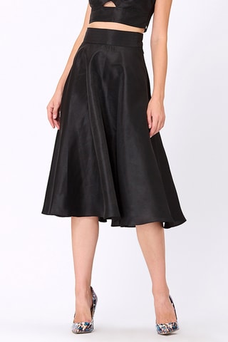 Falda midi de talle alto - Negro