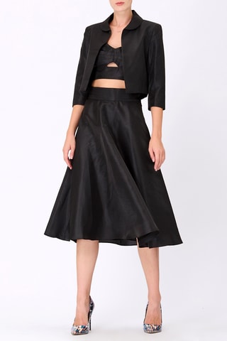 Falda midi de talle alto - Negro