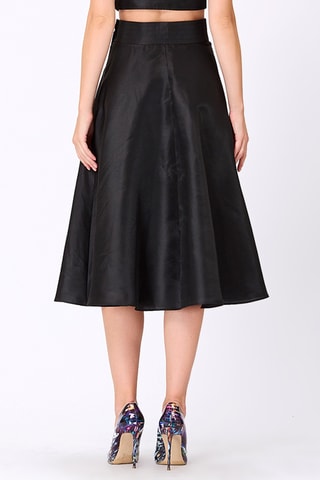 Falda midi de talle alto - Negro