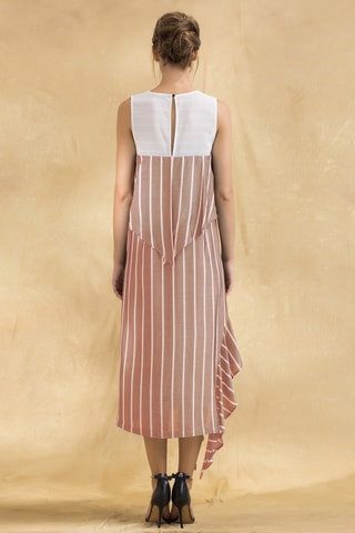 Vestido efecto doble prenda - Beige