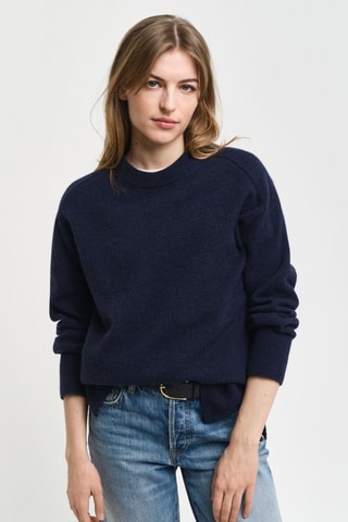 Pull relaxed en laine et cachemire - Bleu marine