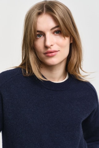 Pull relaxed en laine et cachemire - Bleu marine