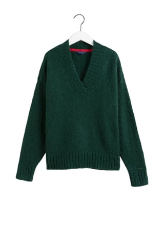 Pull relaxed en laine - Vert foncé