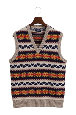 Pull sans manches en laine d'agneau - Beige