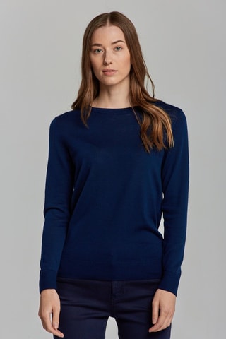 Pull relaxed en laine mérinos - Bleu marine