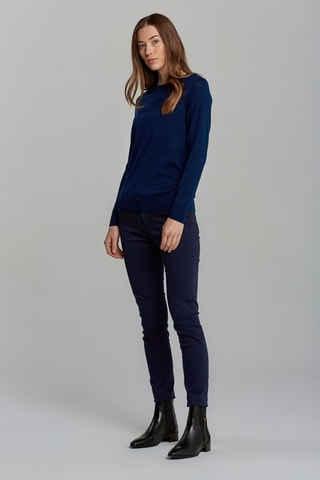 Pull relaxed en laine mérinos - Bleu marine