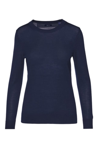 Pull relaxed en laine mérinos - Bleu marine
