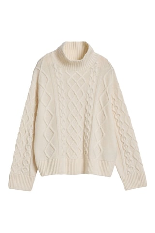 Pull relaxed en mérinos - Crème