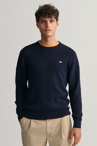 Pull regular en coton biologique - Bleu marine