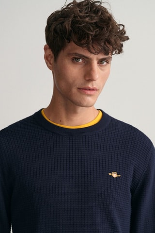 Pull regular en coton biologique - Bleu marine