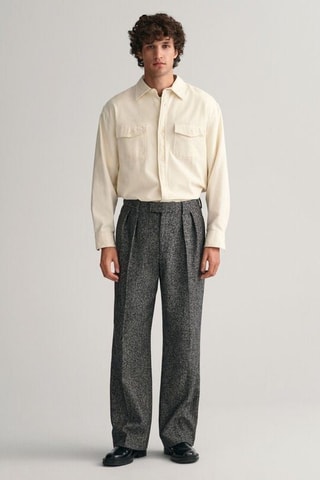 Pantalon en laine - Gris foncé chiné