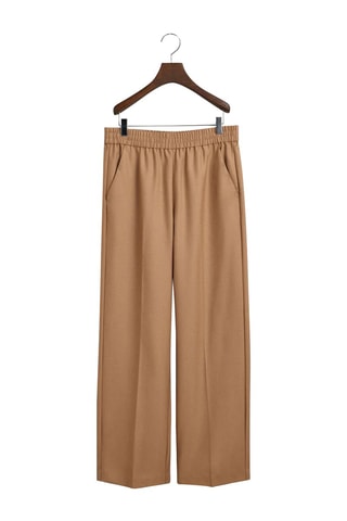 Pantalon wide legs en laine - Camel