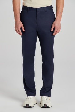 Pantalon slim en lin - Bleu marine
