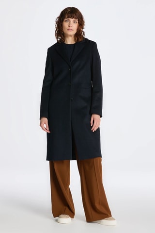 Manteau regular en laine - Bleu marine