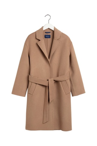 Manteau regular en laine - Beige foncé