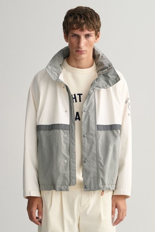 Veste oversize à capuche - Gris et blanc