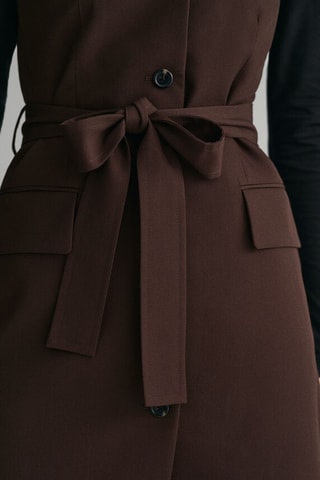 Robe regular en laine sans manches - Marron