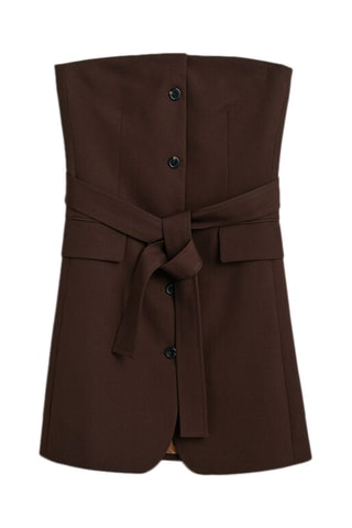 Robe regular en laine sans manches - Marron