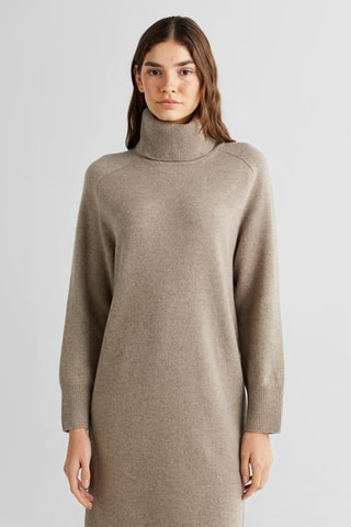 Robe pull en laine et cachemire - Taupe chiné