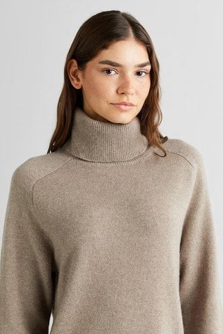 Robe pull en laine et cachemire - Taupe chiné