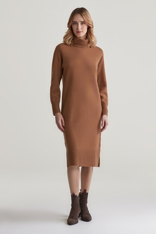 Robe pull relaxed en laine - Marron