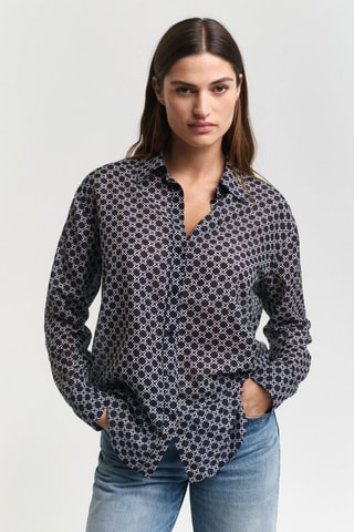 Chemise relaxed en soie - Bleu marine